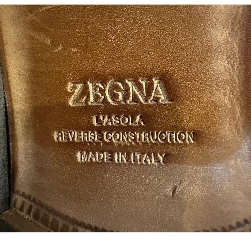 Zegna Men's L'Asola Suede Penny Loafer Charcoal Size 11.5 $1000 Luxury Style